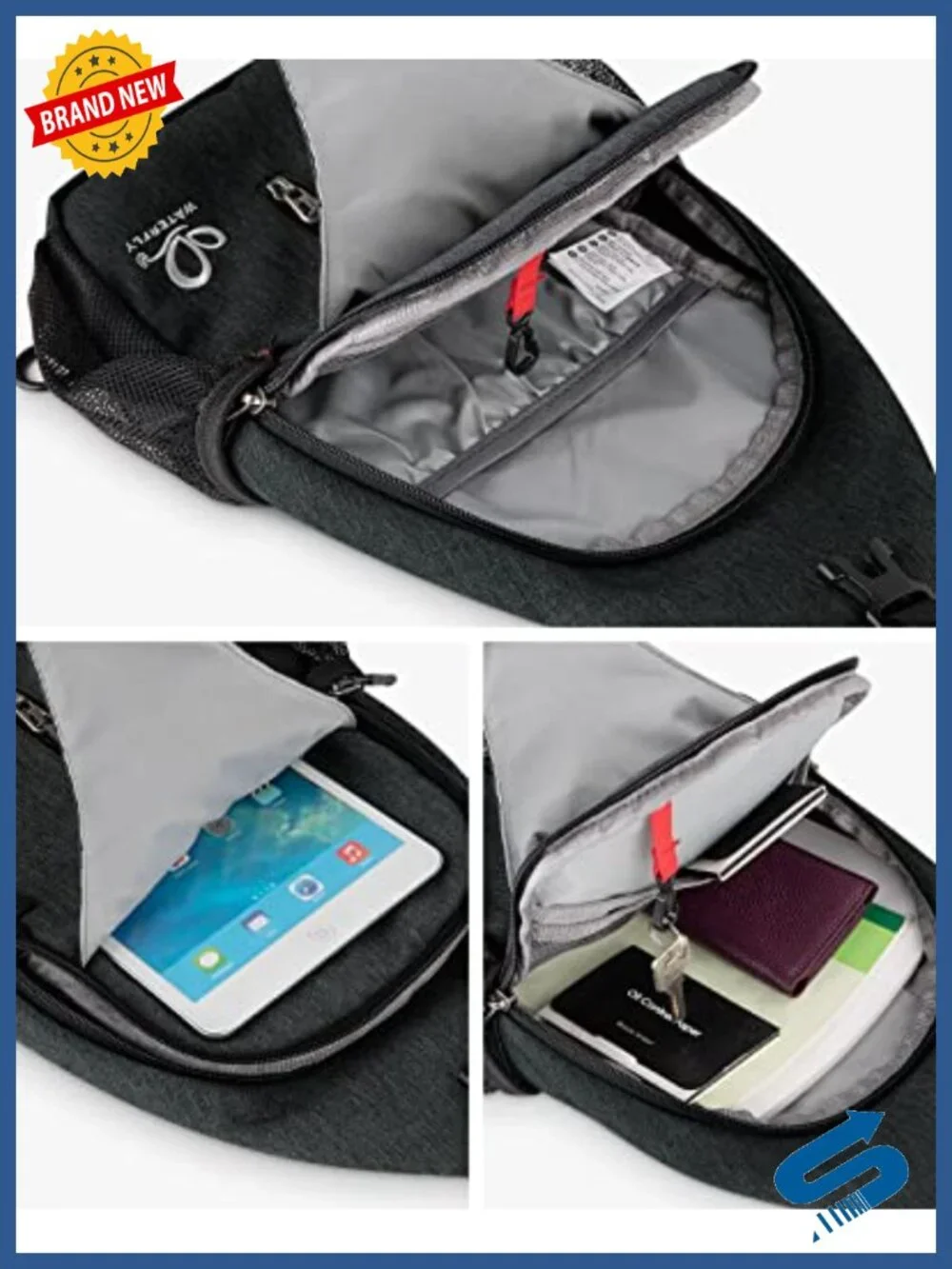 Water-Resistant Crossbody Sling Backpack Hiking Travel Daypack